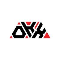 OKX triangle letter logo design with triangle shape. OKX triangle logo design monogram. OKX triangle vector logo template with red color. OKX triangular logo Simple, Elegant, and Luxurious Logo. OKX