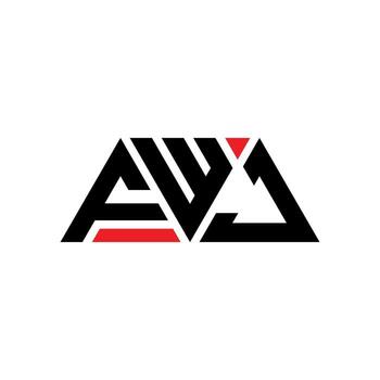 FWJ triangle letter logo design with triangle shape. FWJ triangle logo design monogram. FWJ triangle vector logo template with red color. FWJ triangular logo Simple, Elegant, and Luxurious Logo. FWJ