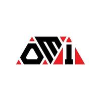 diseño de logotipo de letra triangular omi con forma de triángulo. monograma de diseño del logotipo del triángulo omi. plantilla de logotipo de vector de triángulo omi con color rojo. logotipo triangular omi logotipo simple, elegante y lujoso. omi