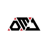 OMJ triangle letter logo design with triangle shape. OMJ triangle logo design monogram. OMJ triangle vector logo template with red color. OMJ triangular logo Simple, Elegant, and Luxurious Logo. OMJ