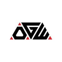 OGW triangle letter logo design with triangle shape. OGW triangle logo design monogram. OGW triangle vector logo template with red color. OGW triangular logo Simple, Elegant, and Luxurious Logo. OGW