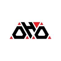 OHO triangle letter logo design with triangle shape. OHO triangle logo design monogram. OHO triangle vector logo template with red color. OHO triangular logo Simple, Elegant, and Luxurious Logo. OHO