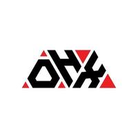 OHX triangle letter logo design with triangle shape. OHX triangle logo design monogram. OHX triangle vector logo template with red color. OHX triangular logo Simple, Elegant, and Luxurious Logo. OHX