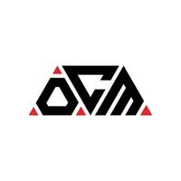 OCM triangle letter logo design with triangle shape. OCM triangle logo design monogram. OCM triangle vector logo template with red color. OCM triangular logo Simple, Elegant, and Luxurious Logo. OCM