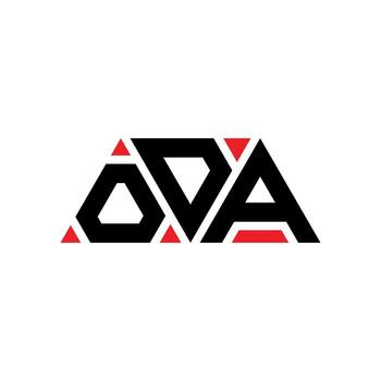 ODA triangle letter logo design with triangle shape. ODA triangle logo design monogram. ODA triangle vector logo template with red color. ODA triangular logo Simple, Elegant, and Luxurious Logo. ODA