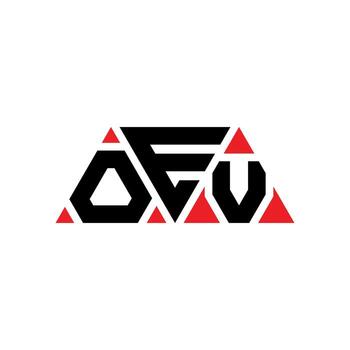 diseño de logotipo de letra triangular oev con forma de triángulo. monograma de diseño del logotipo del triángulo oev. plantilla de logotipo de vector de triángulo oev con color rojo. logo triangular oev logo simple, elegante y lujoso. oev