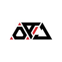 OAJ triangle letter logo design with triangle shape. OAJ triangle logo design monogram. OAJ triangle vector logo template with red color. OAJ triangular logo Simple, Elegant, and Luxurious Logo. OAJ