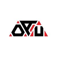 OAU triangle letter logo design with triangle shape. OAU triangle logo design monogram. OAU triangle vector logo template with red color. OAU triangular logo Simple, Elegant, and Luxurious Logo. OAU