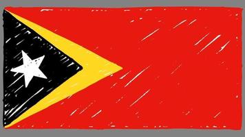drapeau national du timor oriental marqueur ou croquis au crayon vidéo d'animation en boucle