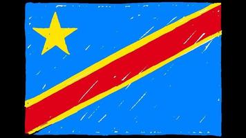 república democrática del congo marcador de bandera nacional del país o boceto a lápiz video de animación en bucle