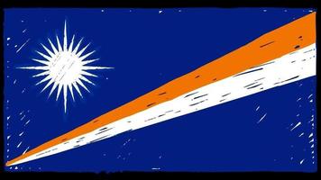 Marcador de la bandera del país nacional de las islas marshall o video de animación en bucle de dibujo a lápiz