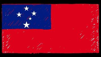 marcador de la bandera del país nacional de samoa o video de animación en bucle de dibujo a lápiz