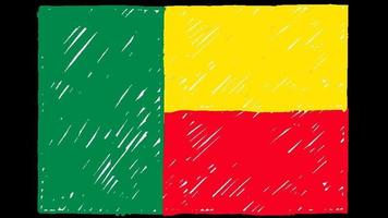 marcador de bandeira nacional do país benin ou desenho a lápis vídeo de animação em loop video