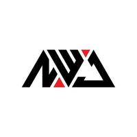 NWJ triangle letter logo design with triangle shape. NWJ triangle logo design monogram. NWJ triangle vector logo template with red color. NWJ triangular logo Simple, Elegant, and Luxurious Logo. NWJ