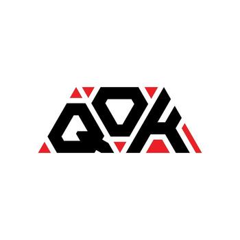 QOK triangle letter logo design with triangle shape. QOK triangle logo design monogram. QOK triangle vector logo template with red color. QOK triangular logo Simple, Elegant, and Luxurious Logo. QOK