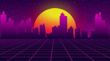 retroland, 80-tals retro futuristisk sci-fi sömlös loop, retrobakgrundsanimation med låg polyterräng, retro 1980-talsbakgrund och en fluorescerande visuell bakgrund, retro neonbakgrund i 80-talsstil video