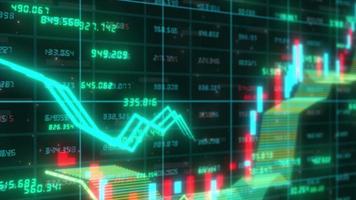 wachsendes Liniendiagramm, abstrakter Hintergrund der Animation von Finanzaktiendaten, Börsenhandel, Forex, Kryptowährung, Finanzaktiendiagrammhintergrund, Online-Handelskonzept