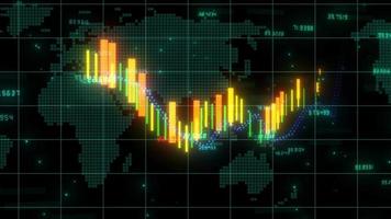 Tock-Chart-Konzept, Aktienmarkt-Balkendiagramm-Handel, wachsendes Liniendiagramm-Diagramm, Finanz- und Anlagekonzept, Geschäftswechsel-Währungsdiagramm-Hintergrund video