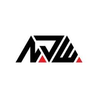 NJW triangle letter logo design with triangle shape. NJW triangle logo design monogram. NJW triangle vector logo template with red color. NJW triangular logo Simple, Elegant, and Luxurious Logo. NJW