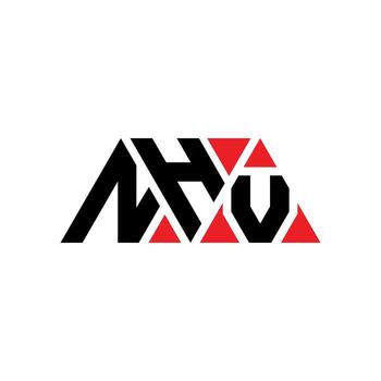 NHV triangle letter logo design with triangle shape. NHV triangle logo design monogram. NHV triangle vector logo template with red color. NHV triangular logo Simple, Elegant, and Luxurious Logo. NHV