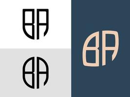 Creative Initial Letters BA Logo Designs Bundle. vector