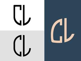 Paquete de diseños de logotipos CL de letras iniciales creativas. vector