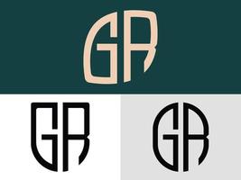 Creative Initial Letters GR Logo Designs Bundle. vector