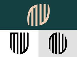 paquete de diseños de logotipo de letras iniciales creativas mw. vector