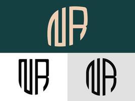 Creative Initial Letters NR Logo Designs Bundle. vector