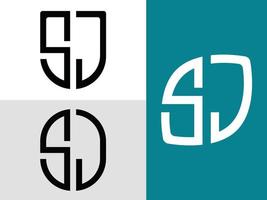 paquete de diseños de logotipo de letras iniciales creativas sj. vector