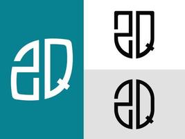 paquete de diseños de logotipo zq de letras iniciales creativas. vector