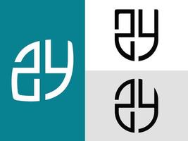 Paquete creativo de diseños de logotipos de letras iniciales zy. vector