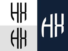 Creative Initial Letters HX Logo Designs Bundle. vector