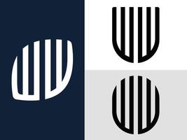 paquete de diseños de logotipo ww de letras iniciales creativas. vector