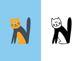 lindos diseños de logotipos de letras n de gatos. vector