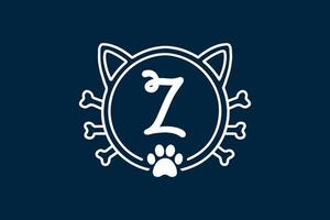 Diseños del logotipo de la letra z del monograma del gato. vector