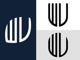 paquete de diseños de logotipo wu de letras iniciales creativas. vector