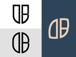 paquete de diseños de logotipos db de letras iniciales creativas. vector