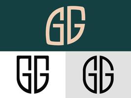 Paquete creativo de diseños de logotipos de letras iniciales gg. vector