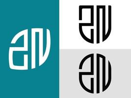 Creative Initial Letters ZN Logo Designs Bundle. vector