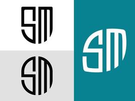 paquete de diseños de logotipo de letras iniciales creativas sm. vector