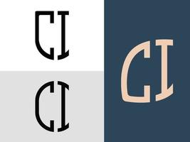 Creative Initial Letters CI Logo Designs Bundle. vector