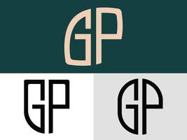 paquete de diseños de logotipo gp de letras iniciales creativas. vector