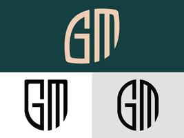 Creative Initial Letters GM Logo Designs Bundle. vector