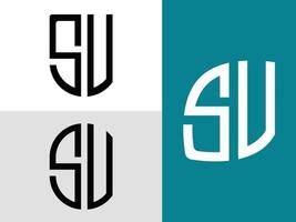 Creative Initial Letters SV Logo Designs Bundle. vector