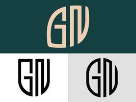 Paquete de diseños de logotipos de letras iniciales creativas gn. vector