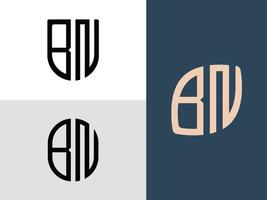 Creative Initial Letters BN Logo Designs Bundle. vector