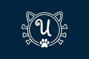 Diseños de logotipo de letra u monograma de gato. vector