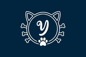 Cat Monogram Letter Y Logo Designs. vector