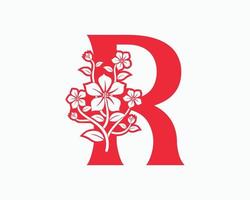 diseño del logotipo de las letras iniciales r de la flor de mona. vector